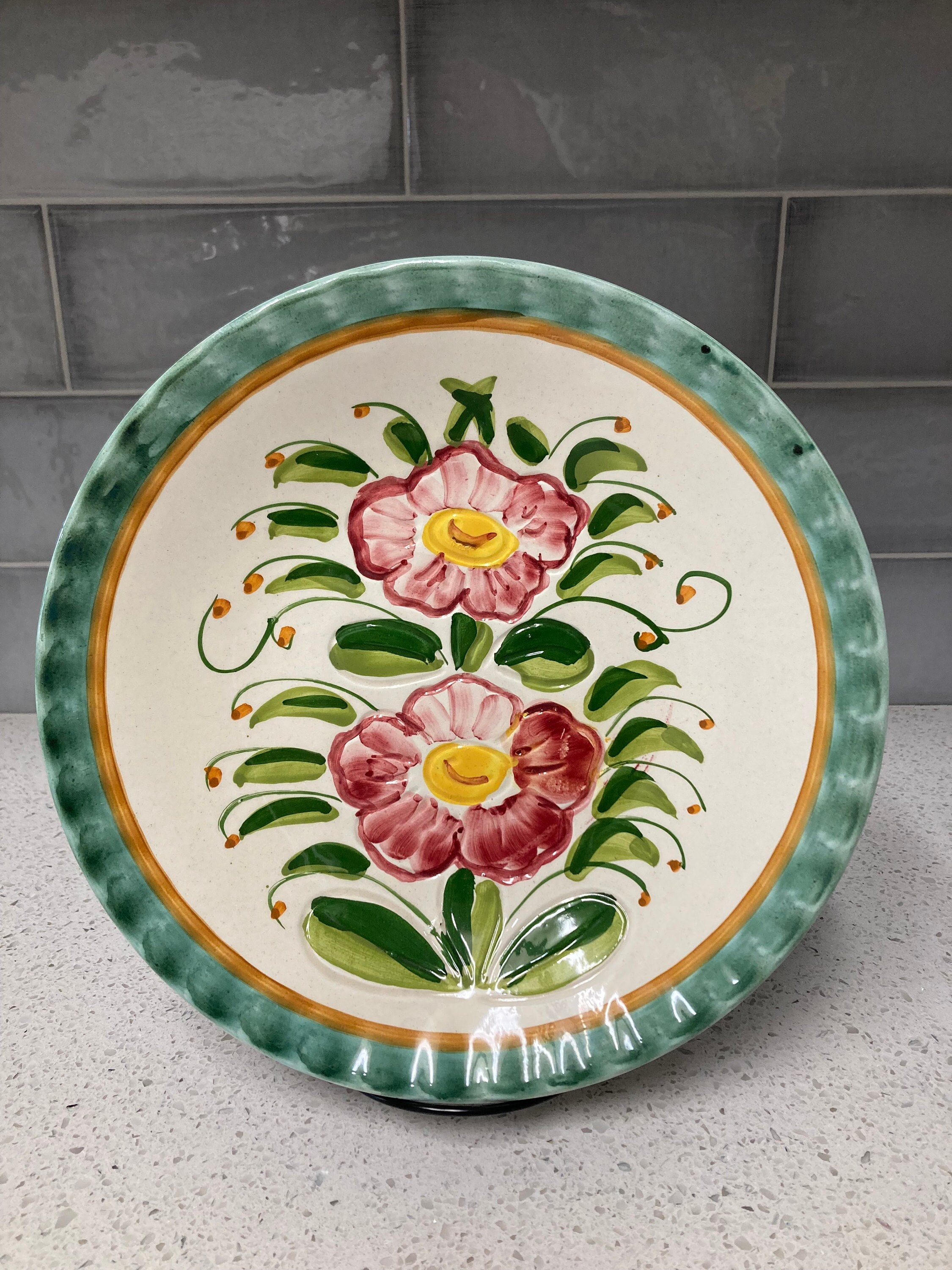 Vintage Claudio Bernini Handpainted Bowl, Floral Print Italy - Etsy