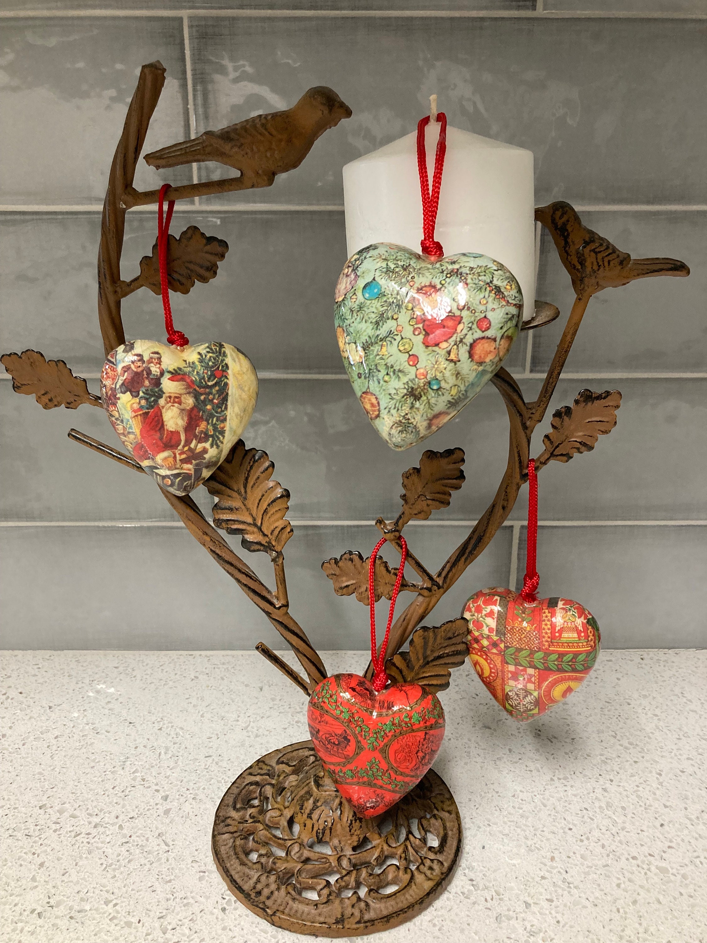 VTG Heart Shape Paper Mache Christmas Ornaments-lot of 4 - Etsy