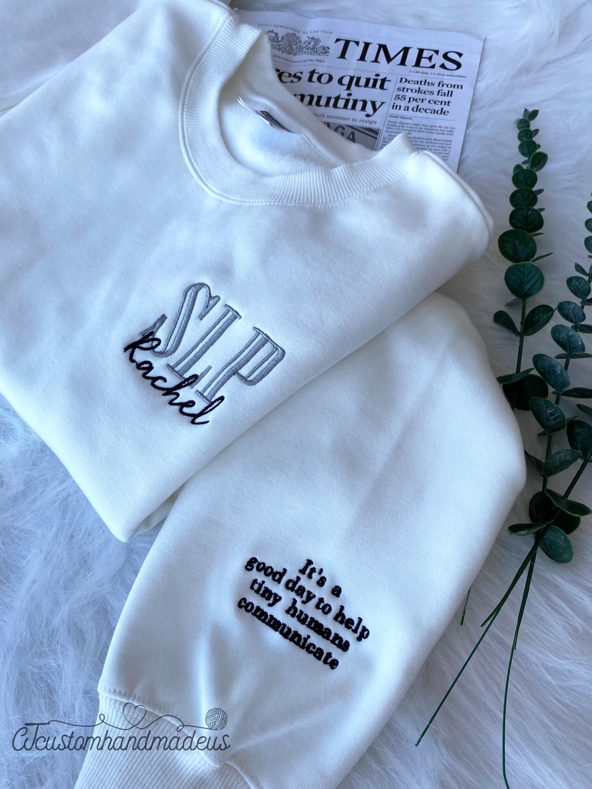 Embroidered Language Pathology Sweatshirt, Custom SLP Sweatshirt,  It&#39;s A Good Day To Help Tiny Humans Communicate Sweatshirtt, Speech Shirt