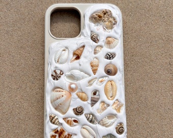 Shades of brown: handmade shell cell phone case/ seashell cell phone case/ cover case cell phone/ unique ocean/ iPhone cell phone case