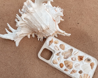 Natural tones: handmade shell cell phone case / seashell cell phone case / cover case cell phone / ocean unique / iPhone cell phone case