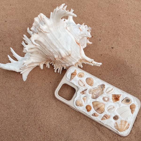 Natural tones: handmade shell cell phone case / seashell cell phone case / cover case cell phone / ocean unique / iPhone cell phone case