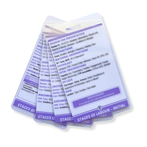 Stages of Labour Observations | Midwifery Reference Card, Badge Card, Student Midwife, Swing Tags, Lanyard and Badge Cards