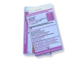 Neonatal Observations | Midwifery Reference Card, Neonatal Reference Card, Badge Card, Student Midwife, Lanyard and Badge Cards