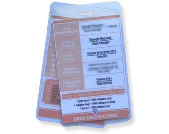 Drug Calculation & Drip Rates | Midwifery Reference Card, Badge Card, Student Midwife, Swing Tags, Lanyard and Badge Cards