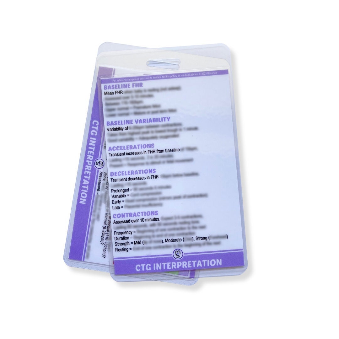CTG Interpretation | Midwifery Reference Card, Badge Card, Student Midwife, Swing Tags, Lanyard and Badge Cards