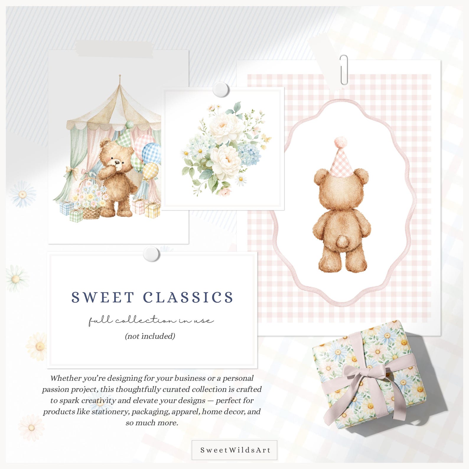 Watercolor Teddy Bear Clipart, Pastel Birthday Bears Toys Clipart, Cute ...