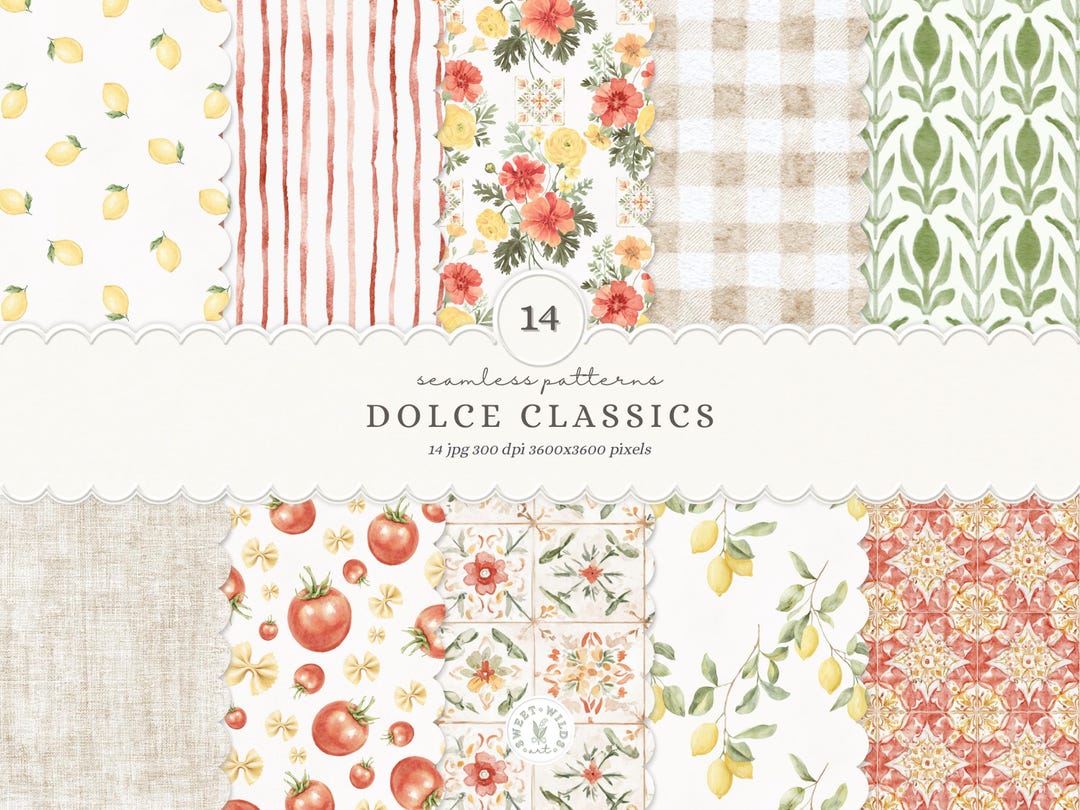 Italian Patterns Red Watercolor Italian Seamless Patterns, Italian Lemon Tile Patterns ...