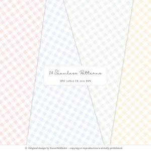 Watercolor Sweet Classics Seamless Patterns, Pastel Gingham Patterns ...