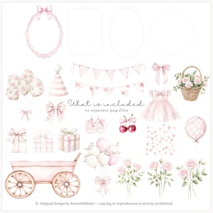 Watercolor Girly Goose Clipart, Pink Silly Goose PNG, Coquette nursery decor, Boho Baby Shower Clip Art, Baby Girl Birthday PNG, Digital image 4