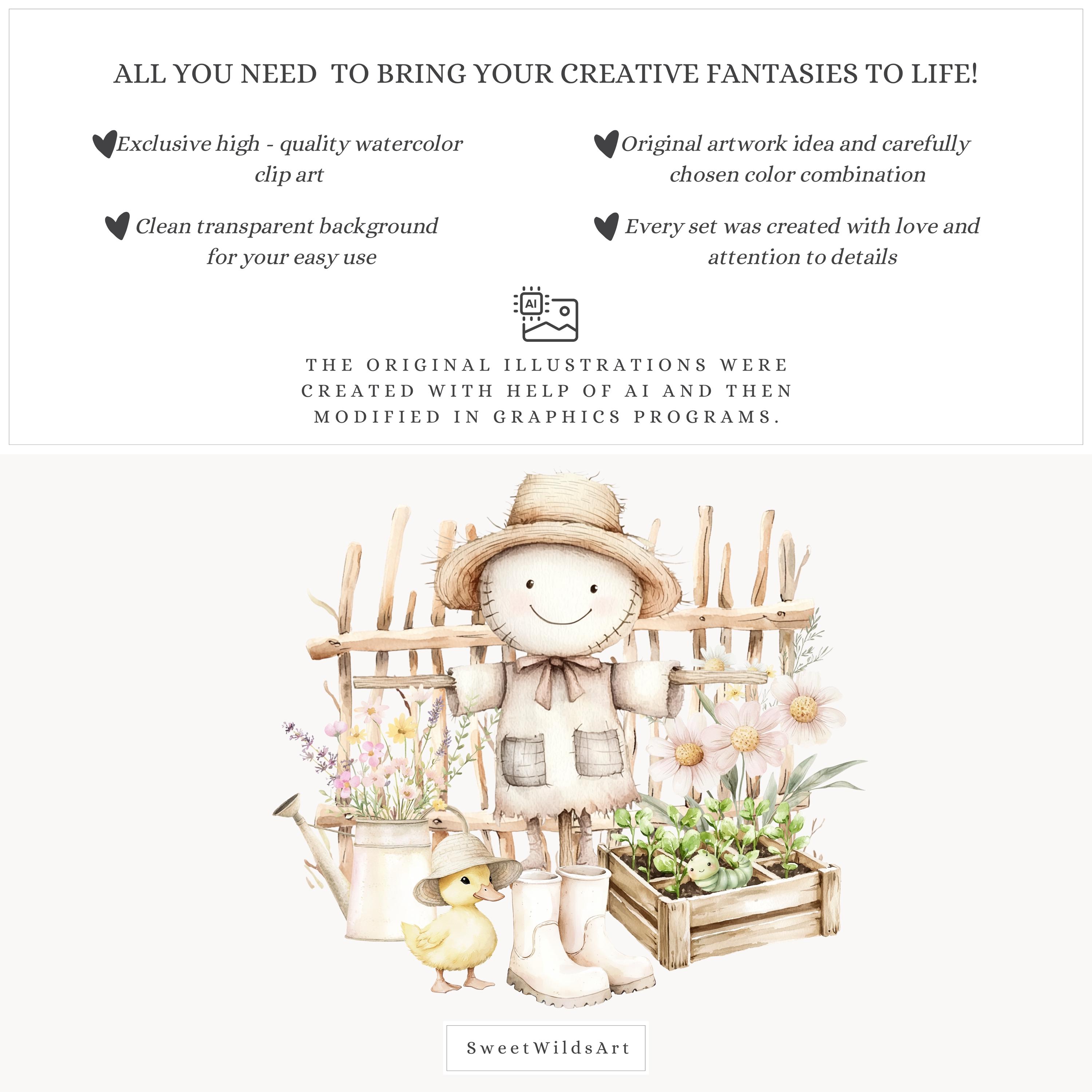 Garden Pals Watercolor Clipart Set, Cute Spring Animals Clip Art ...
