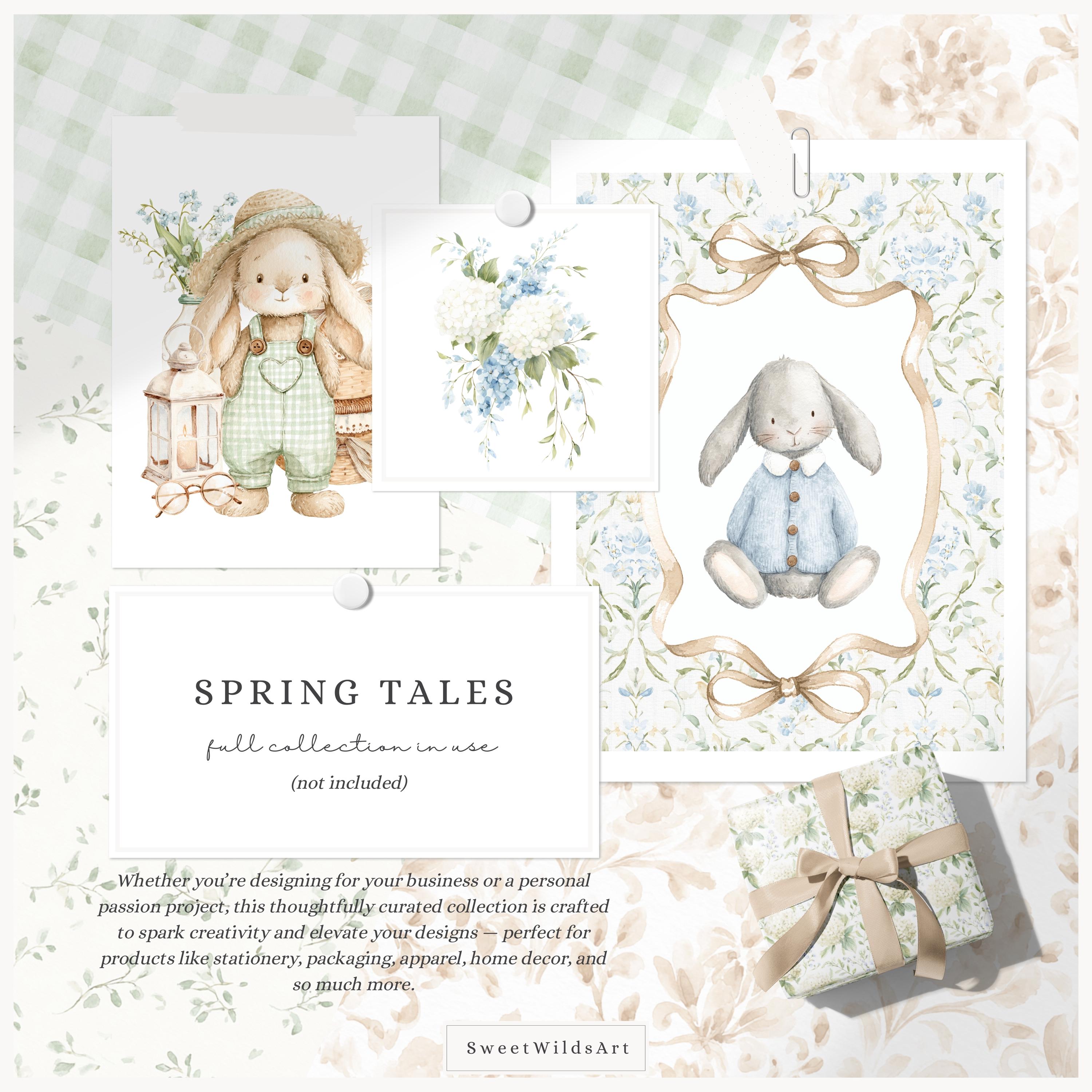 Watercolor Spring Tales Seamless Patterns, Spring Patterns, Gingham ...