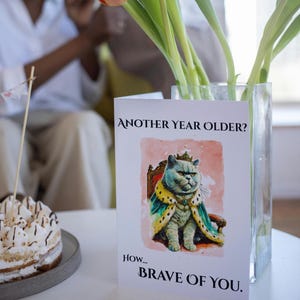 Carte d'anniversaire chat sarcastique drôle Grumpy Cat Humor numérique – carte chat royal à imprimer pour les amoureux des chats, Crazy Cat Lady