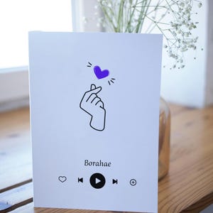 BTS Geburtstagskarte K-Pop Borahae Grußkarte Weihnachtskarte DIY Fan Geschenk Army Fingerherz Korea V Jimin Jungkook RM Jin Suga J-Hope Lila
