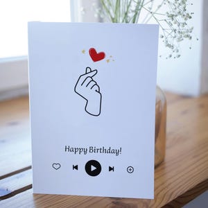 Carte d'anniversaire K-Pop DIY Carte de Noël Motif cœur et doigt Cadeau pop coréen Idol BigBang BTS Twice Seventeen StrayKids Babymonster Itzy