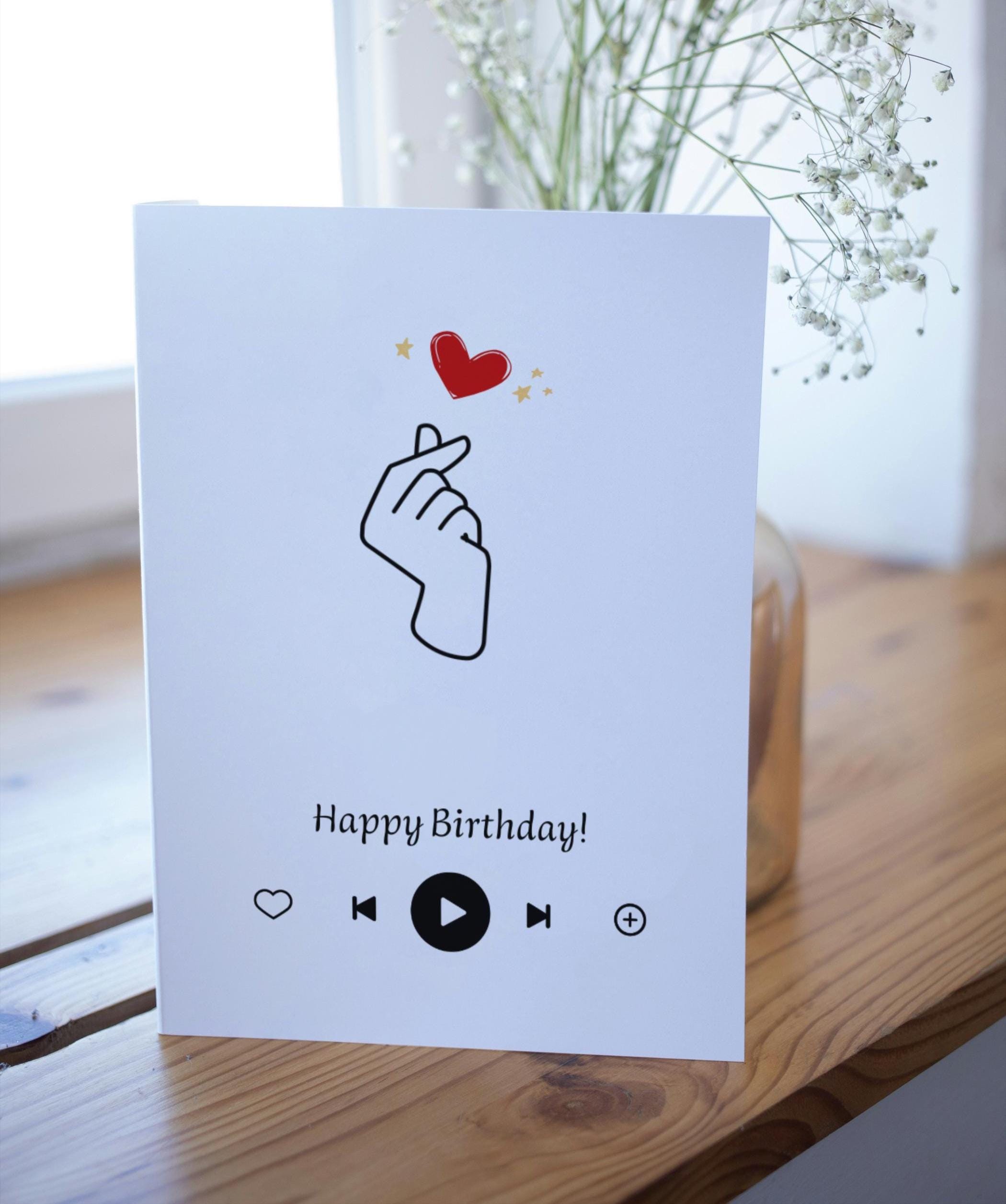 K-Pop Birthday Card DIY Christmas Card Finger Heart Design Korean Pop Gift Idol BigBang MonstaX BTS StrayKids Enhypen WayV EXO Wonho 2NE1