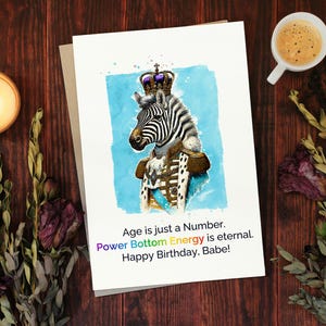 Carte d'anniversaire drôle LGBTQ Carte effrontée Humour Carte drôle pour partenaire ou amis Idée cadeau de fierté Zoo arc-en-ciel Roi héritier Prince
