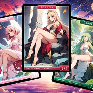 MTG Token Waifu Geburtstagsgeschenk für Nerds Anime Girl Kawaii Sexy Goddess Magic Spielstein Proxy Sonderedition Commander TCG Sammelkarten