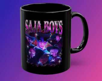 Saja Boys Coffee Mug – K‑Pop Demon Hunters Cup Jinu, Abs Mystery Romance Baby | Black Anime Fan Mug Netflix K‑Drama Gift SayaBoys Your Idol