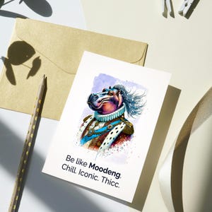 Tarjeta de cumpleaños divertida, tarjeta Moodeng, hipopótamo gordo, meme divertido, tarjeta de felicitación, mejor amigo, amigo, compañero, Día del padre, Día de la madre, impresión DIY