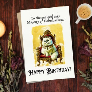 Cartão de aniversário para gato, cartão digital impresso, cartão engraçado de gato real para namorada, amante de gatos, cartão de aniversário para gato