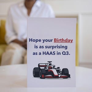 Carte d'anniversaire de Formule 1 Carte d'anniversaire F1 amusante avec dicton pour mari papa fête des pères Haas F1 Guenther Steiner Ocon Ferrari McLaren