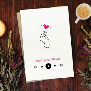 Squid Game Geburtstag Thanos Karte I am a Legend Einladung Fingerherz Spieler 230 TOP K-Pop K-Drama 오징어 게임 BigBang Netflix Geschenk Rot Grün