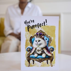 Carte d'anniversaire drôle de chat à imprimer Carte numérique majestueuse et effrontée pour les fans de Catlady Cat Femmes confiantes disant