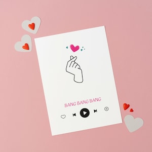 Carte d'anniversaire Squid Game Carte Thanos Bang Bang Bang Anniversaire Doigt Coeur Invitation Citation Joueur 230 TOP K-Pop K-Drama 오징어 게임 BigBang