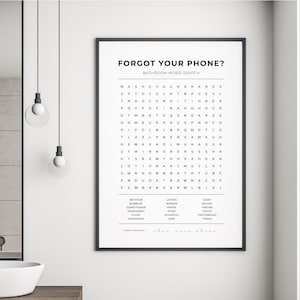 Hai dimenticato il tuo telefono Bagno Cerca parole Poster - Download immediato, stampabile Arte del bagno con messaggio nascosto