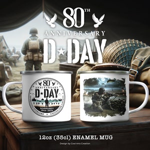 D-Day 80th Anniversary Mug | American Paratrooper | Normandy Landing 1944-2024 | WWII Collector&#39;s Item | Gift for History Buffs
