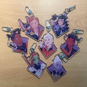 Baldur&#39;s Gate 3 Companion Charms / Keychains - Astarion, Gale, Karlach, Laezel, Shadowheart, Minthara, Wyll (3 inch epoxy clear acrylic)