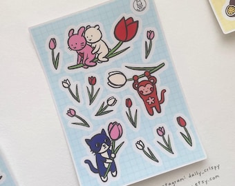 Tulip Date - sticker sheet [scrapbooking diary journal planner decoration hobonichi]