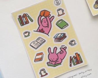 Cozy Reading - sticker sheet [scrapbooking diary journal planner decoration hobonichi]