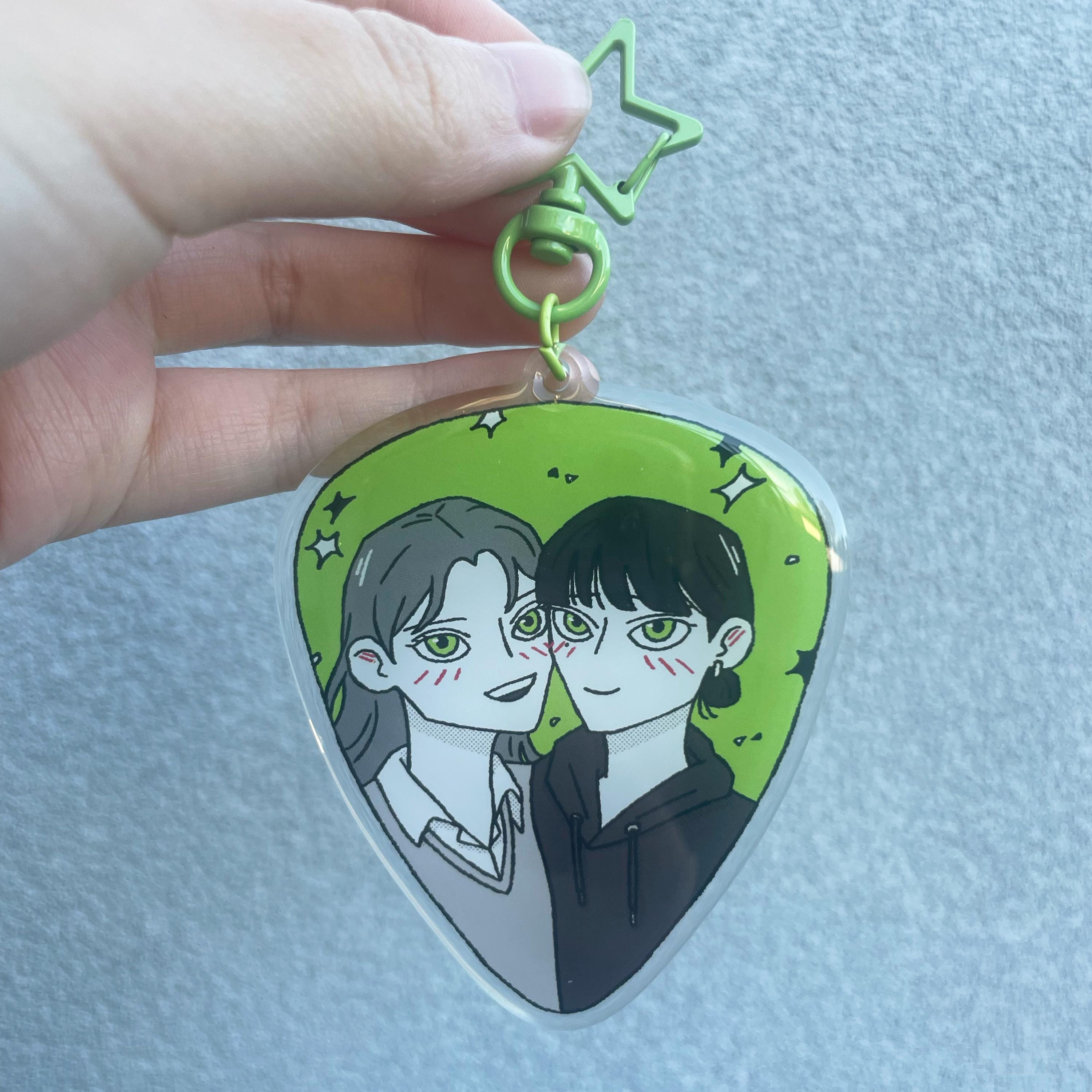 Mitsuaya Guitar Pick Keychain Charm - Green Yuri (TGSWIIWAGAA) - Etsy