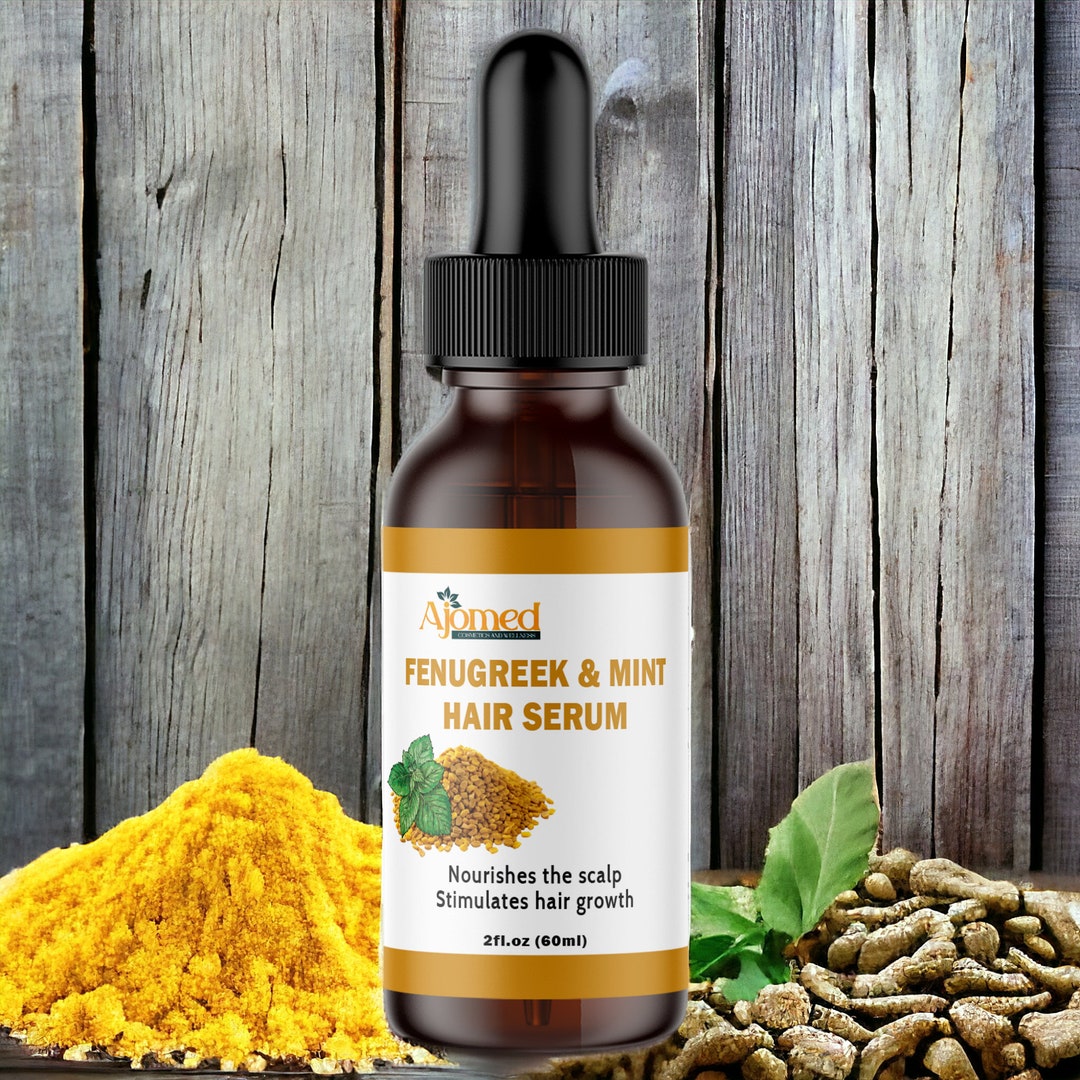 Fenugreek & Peppermint Hair Growth Serum. Organic Rosemary in Batana