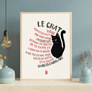 Afiche poético “El Gato, Baudelaire” Tintas Negra, Marrón y Roja