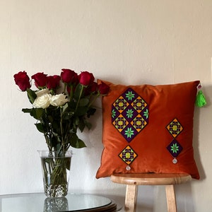 Orange Handmade Velvet Pillow Cover