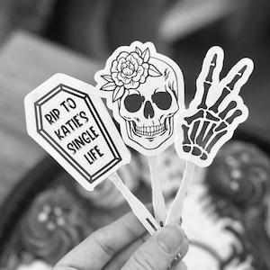 Bride or Die Theme Til Death Do Us Party Personalized Cupcake Toppers, Bachelorette Party Favors, Spooky Bachelorette, Halloween Bach