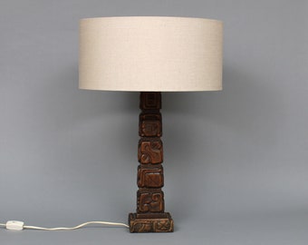 Temde Leuchten - type 75 - mahogany lamp base, hand-carved in Honduras in the style of a Mayan totem pole - 1960s