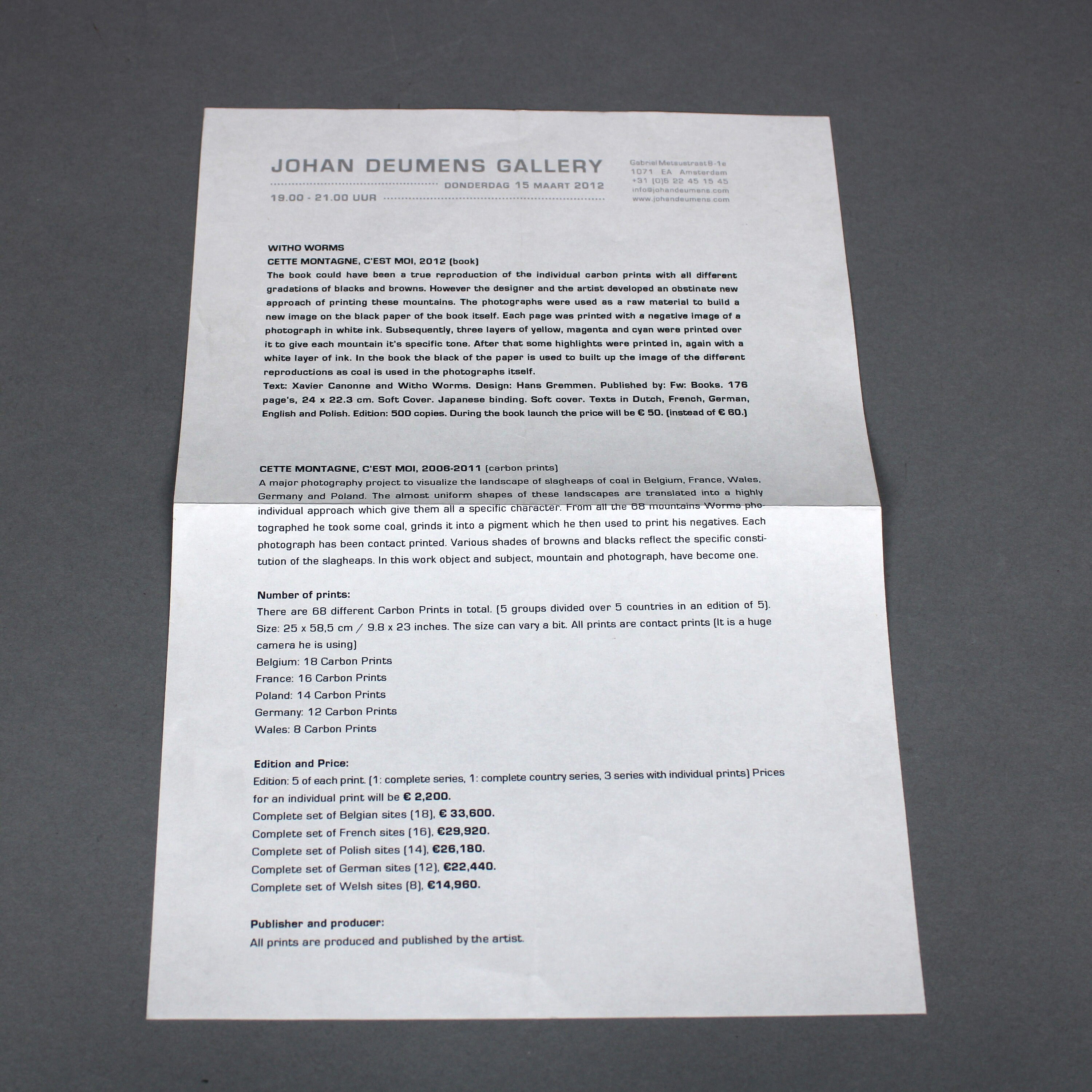 Buy SIGNED Photobook: Cette Montagne C'est Moi, Witho Worms