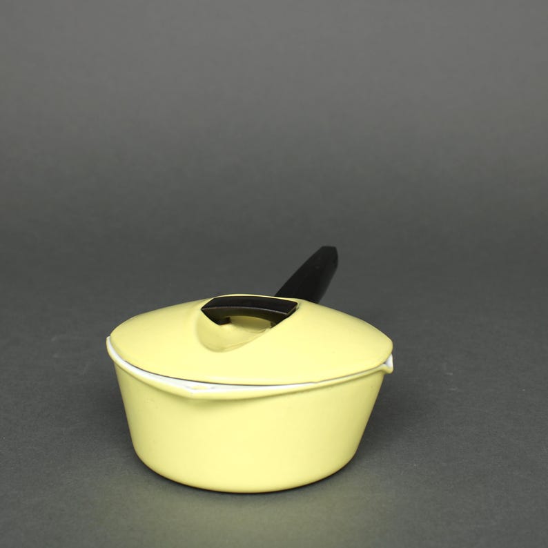 Le Creuset Raymond Loewy Pan Yellow Ceramic Vintage MCM Mid