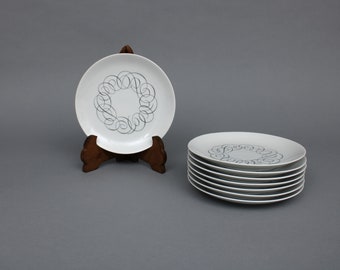 Raymond Loewy (1883-1986) lot de 8 assiettes à petit-déjeuner (18,5 cm), Script, Rosenthal, Chine continentale, années 1960