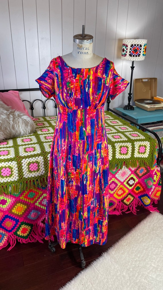 Vintage 60’s Psychedelic Maxi Dress - image 3