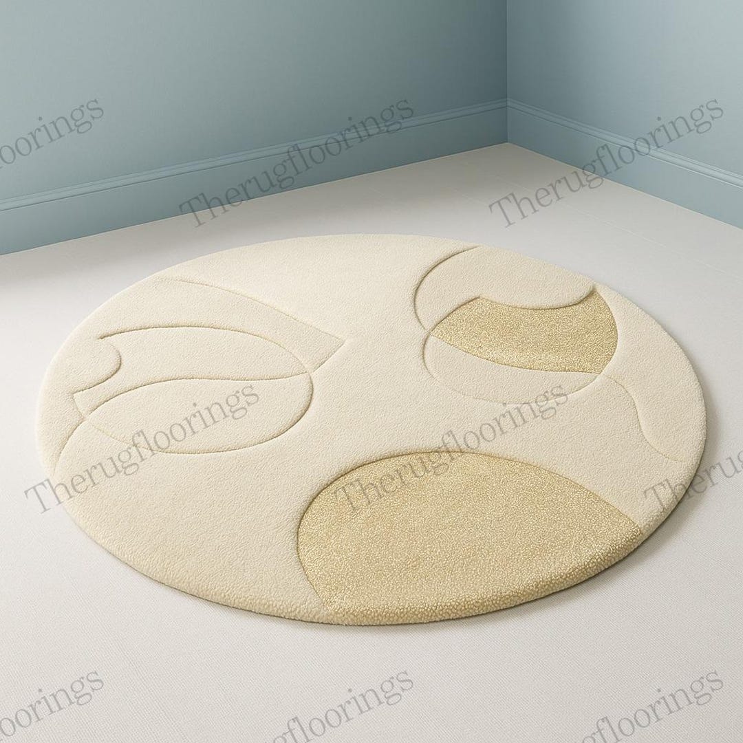 High Low Pile Rug Round Hand Tufted Rug, Alternative Irregular Shaped ...