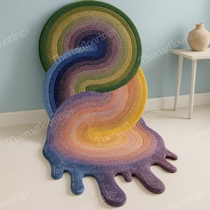 Triple slinke melting Modern Multi color Rug design Tufted 100% Wool Handmade Area Rug Carpet for Home, Bedroom, Living Room, Kids Room.
