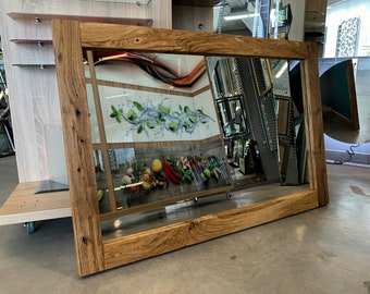 Oak Frame Rustic Mirror - Natural Wood