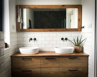 Oak Frame Bathroom Wall Mirror Rustic Wood