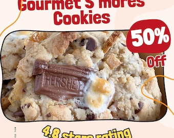 Large Gourmet S’mores Cookies / Gourmet Stuffed Cookie Recipes | Dessert Recipes | Cookies