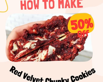 How To BAKE: Red Velvet Chunky Cookies / NYC Style Cookie - Chunky Cookie - Cookie Recipes